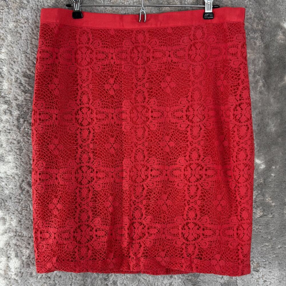 NEW‎ The Limited Size 12 Floral Lace Casual Pencil Skirt Red Knee Length Zip NWT